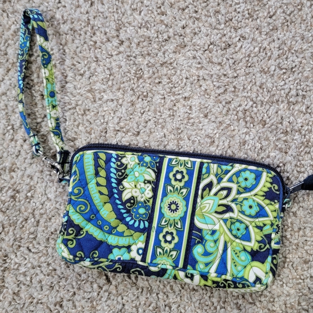 Vera Bradley blue/green Floral Kiss Pattern Wristlet